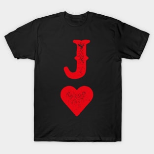 Jack of Hearts Blackjack Cards Poker 21 Q Couple Matching T-Shirt